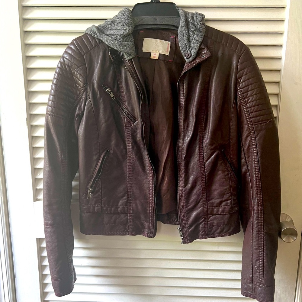 Brown faux leather jacket with good